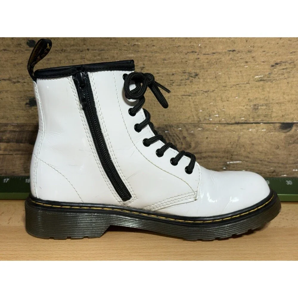 Dr Martens 1460 J White Patent Leather size Zip Boots 3 Y2K Emo Goth Prep